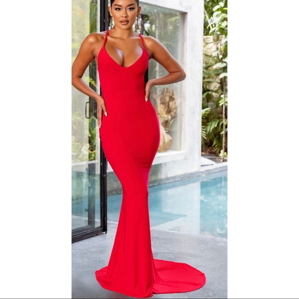Long Red Backless Dress NEVER WORN